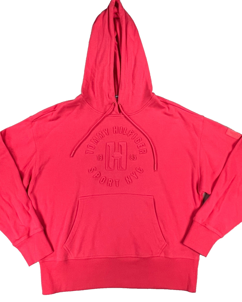 Tommy Hilfiger Sport NYC Embossed Logo Hoodie in Bright Coral (Women's S)